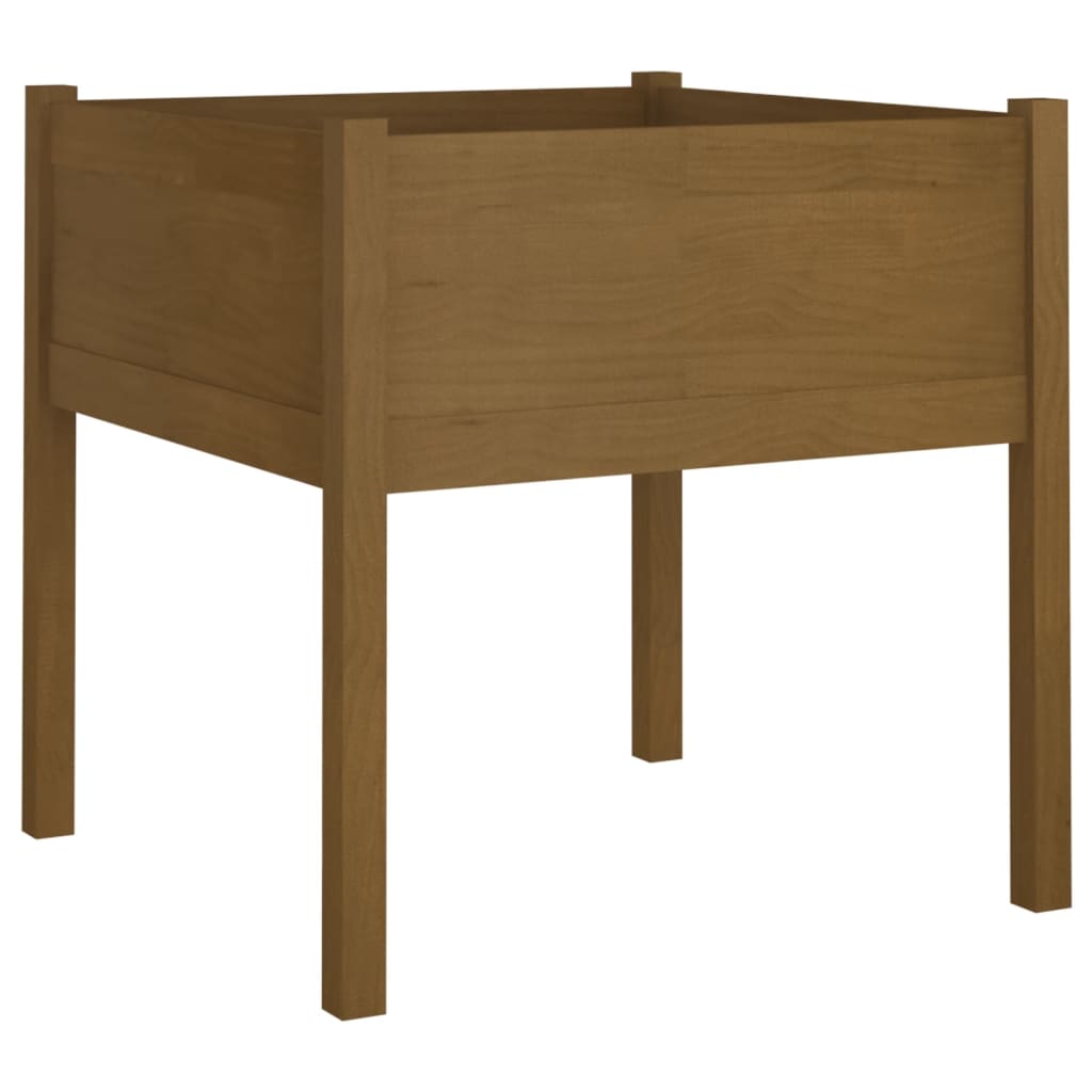 plantekasse 70x70x70 cm massivt fyrretræ gyldenbrun