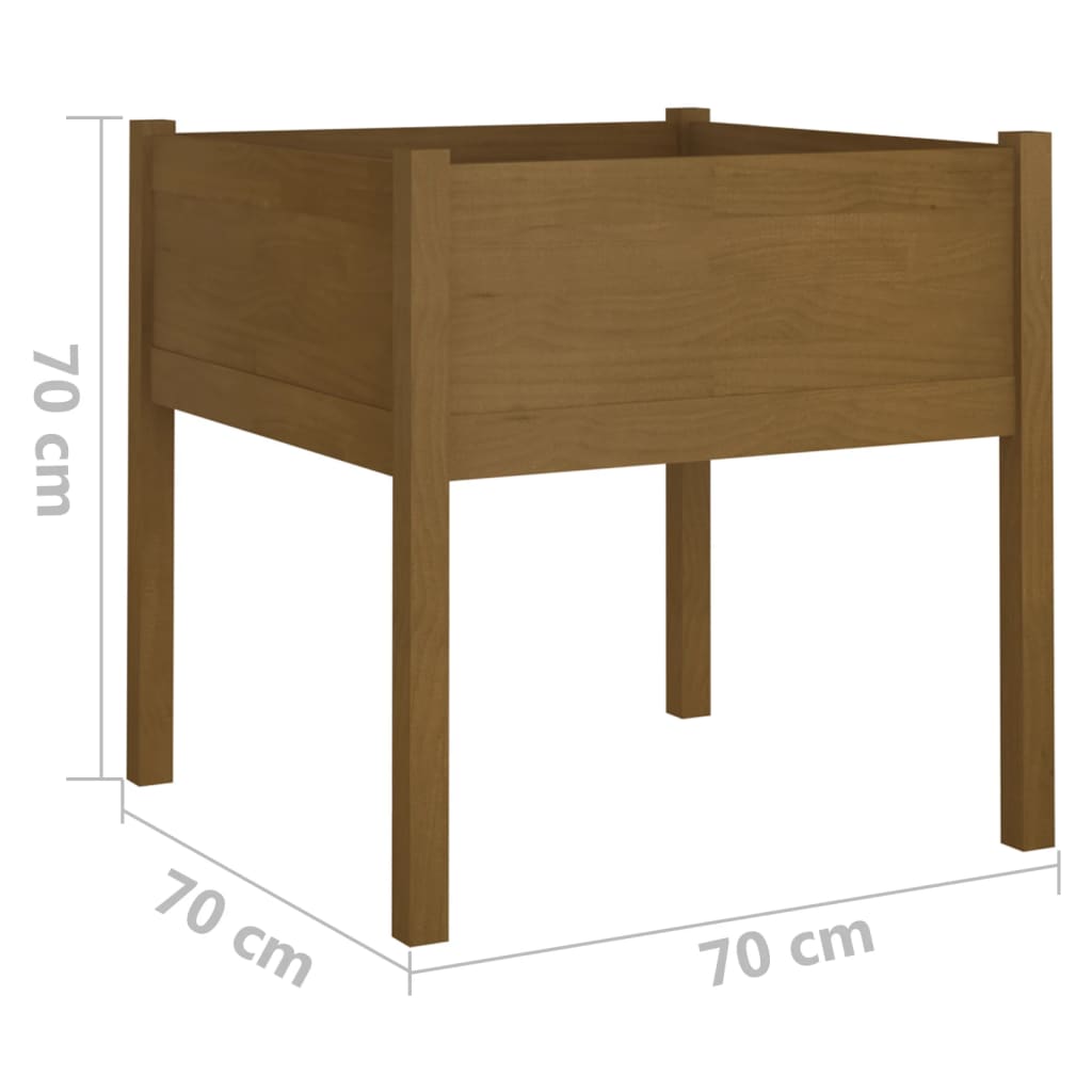 plantekasse 70x70x70 cm massivt fyrretræ gyldenbrun