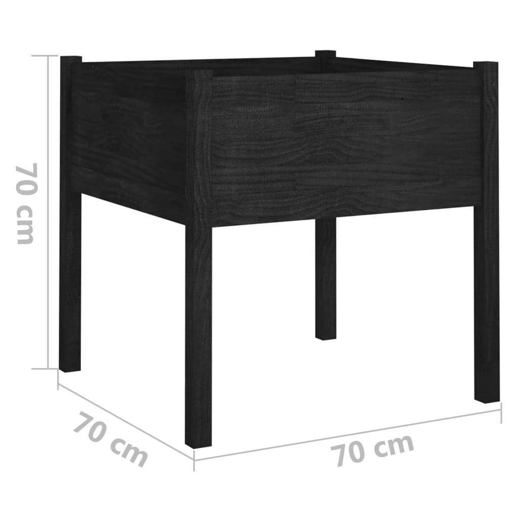 plantekasse 70x70x70 cm massivt fyrretræ sort