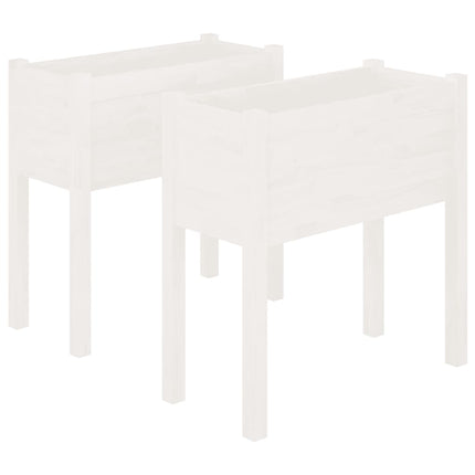 plantekasser 2 stk. 70x31x70 cm massivt fyrretræ hvid
