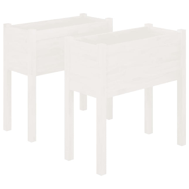 plantekasser 2 stk. 70x31x70 cm massivt fyrretræ hvid