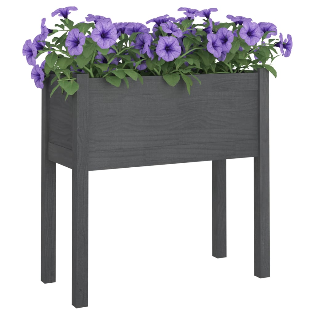 plantekasse 70x31x70 cm massivt fyrretræ grå