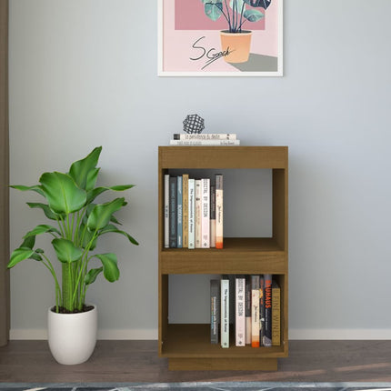 bogreol 40x35x71 cm massivt fyrretræ gyldenbrun