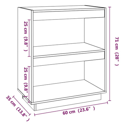 bogreol 60x35x71 cm massivt fyrretræ