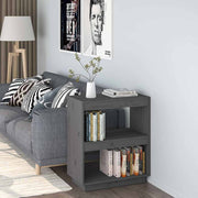 bogreol 60x35x71 cm massivt fyrretræ grå