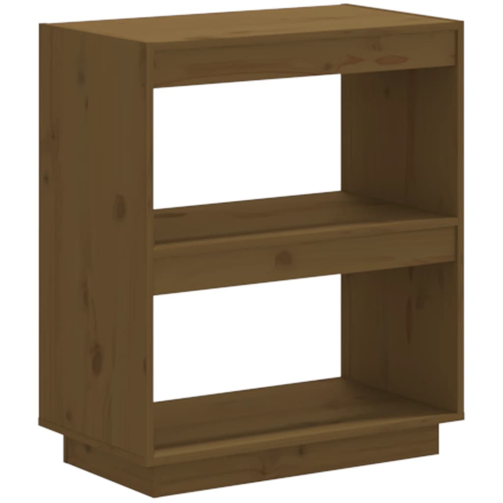 bogreol 60x35x71 cm massivt fyrretræ gyldenbrun