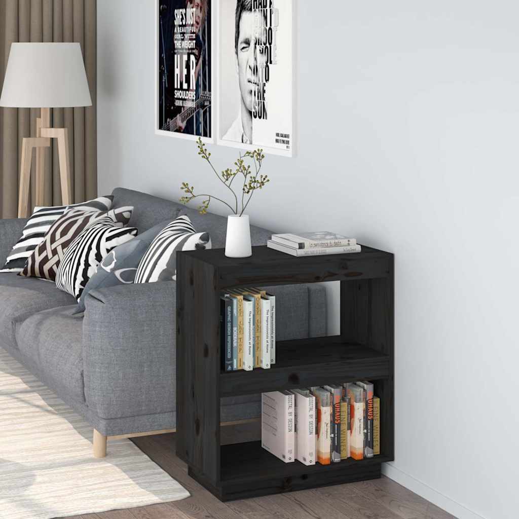 bogreol 60x35x71 cm massivt fyrretræ sort billede