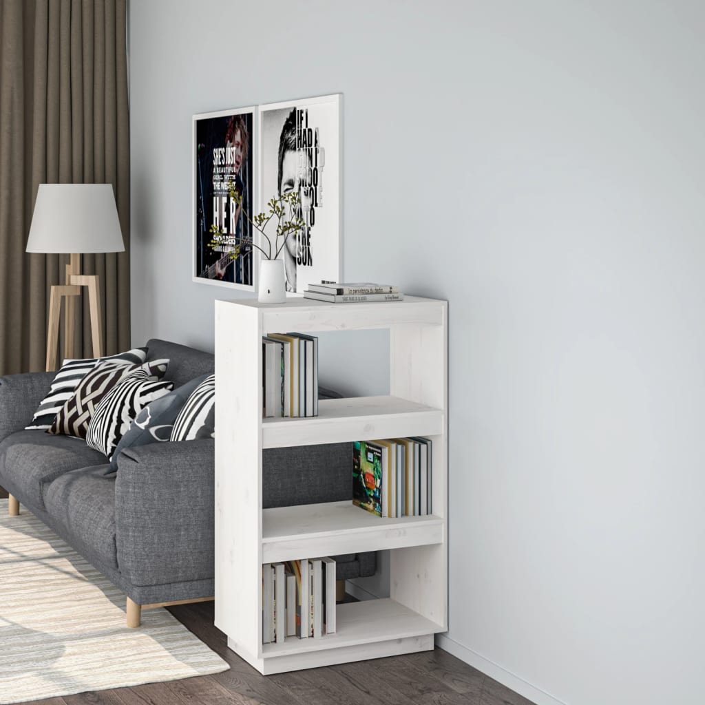 bogreol/rumdeler 60x35x103 cm massivt fyrretræ hvid billede