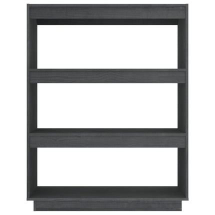 bogreol/rumdeler 80x35x103 cm massivt fyrretræ grå