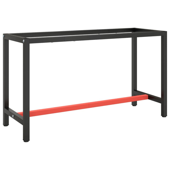 stel til arbejdsbænk 140x50x79 cm metal mat sort og mat rød