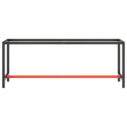 stel til arbejdsbænk 210x50x79 cm metal mat sort og mat rød