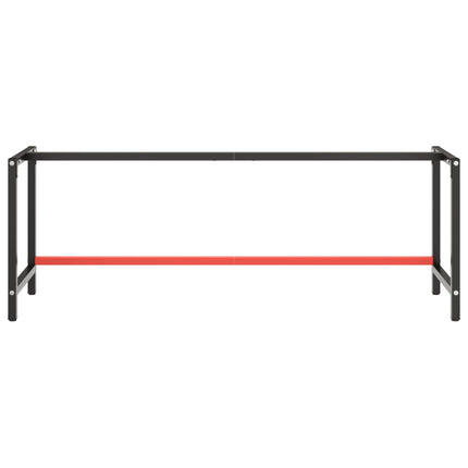 stel til arbejdsbænk 220x57x79 cm metal mat sort og mat rød