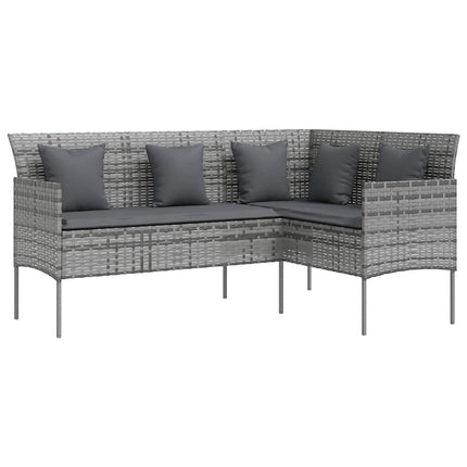 sofasæt med hynder 5 dele L-facon polyrattan grå