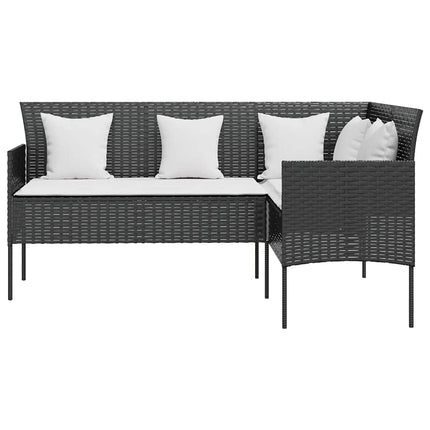 L-formet sofa med hynder polyrattan sort