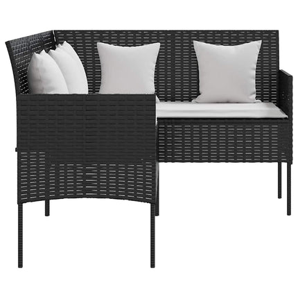 L-formet sofa med hynder polyrattan sort