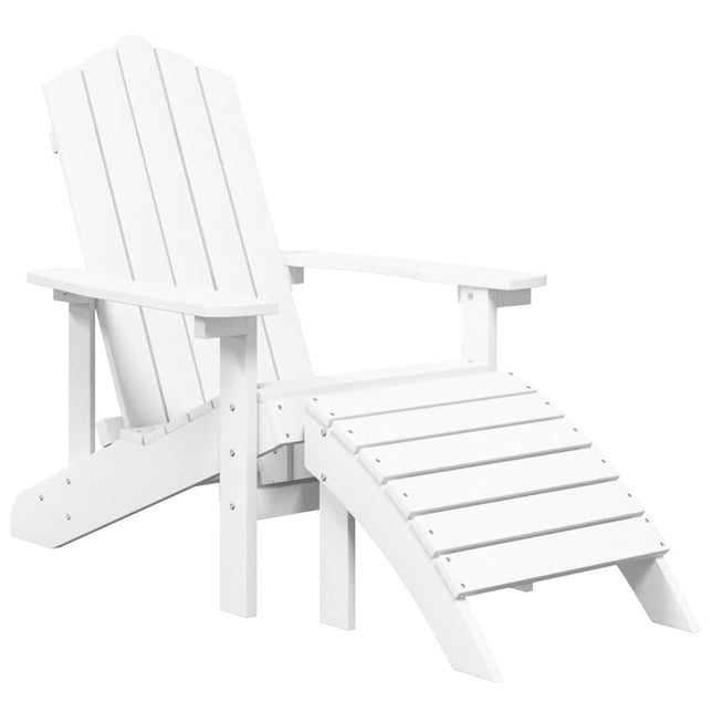 Adirondack-havestol med fodstøtte HDPE hvid