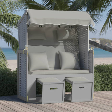 strandkurv med hynder polyrattan og massivt træ grå