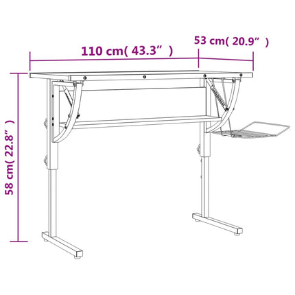 skrivebord 110x53x(58-87) cm konstrueret træ stål sonoma-eg grå