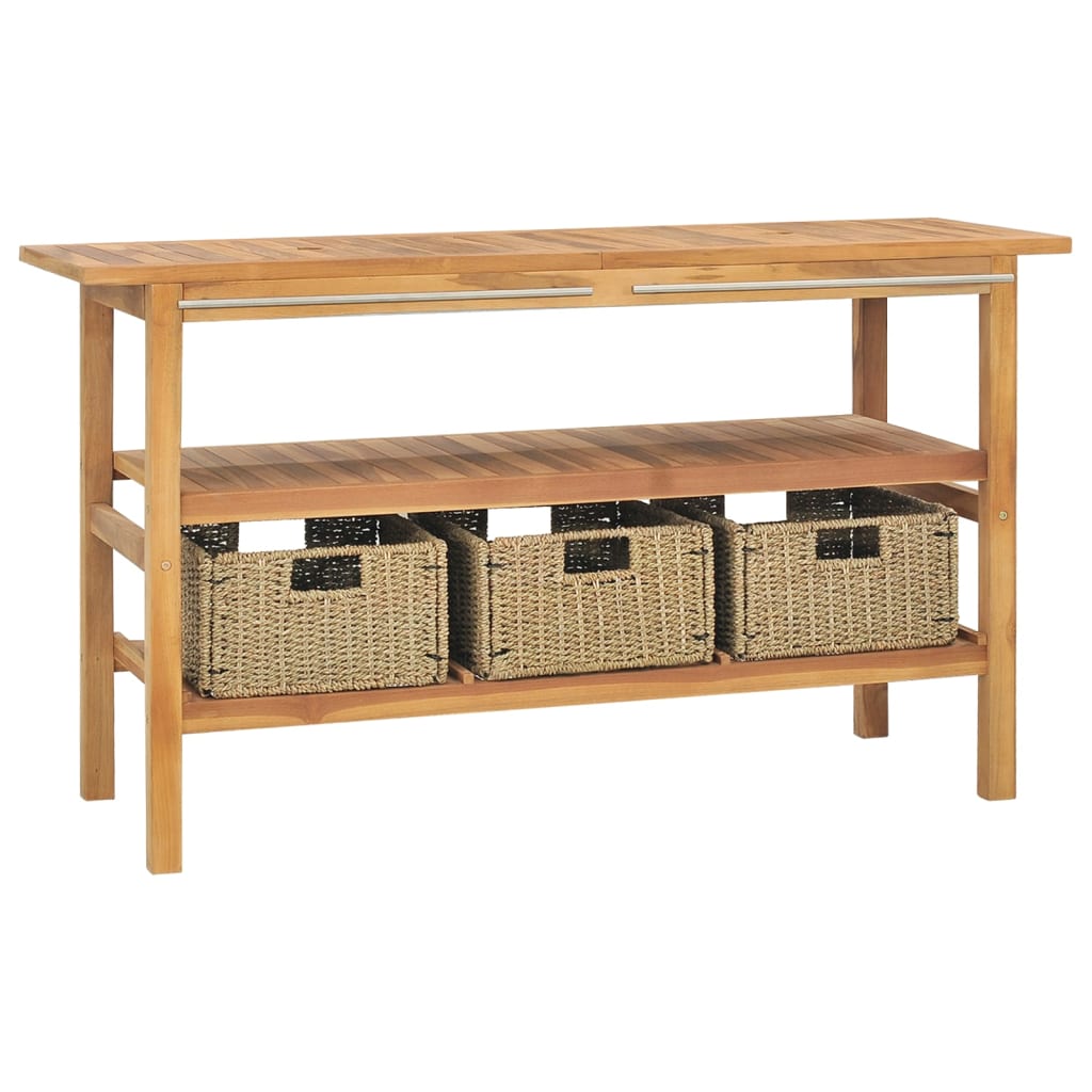 badevrelsesmbel med 3 kurve 132x45x75 cm massivt teaktr