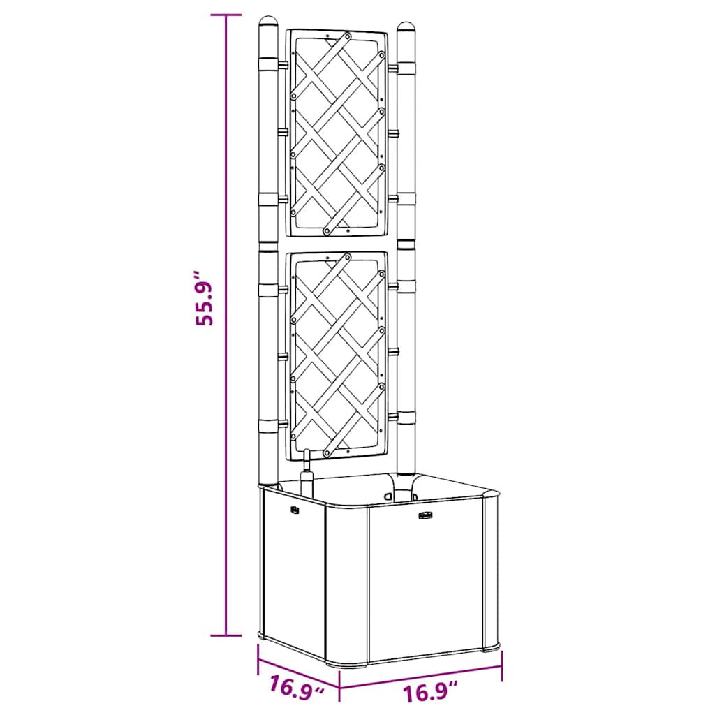 højbed med espalier og automatisk vandingssystem grå