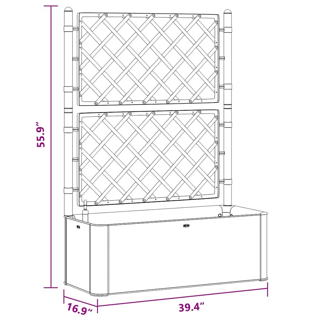 højbed med espalier og automatisk vandingssystem grå