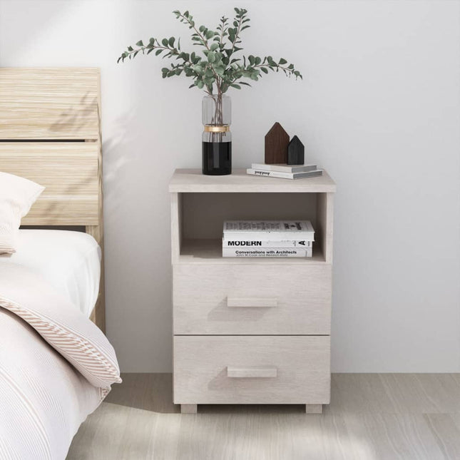 sengebord HAMAR 40x35x62 cm massivt fyrretræ hvid