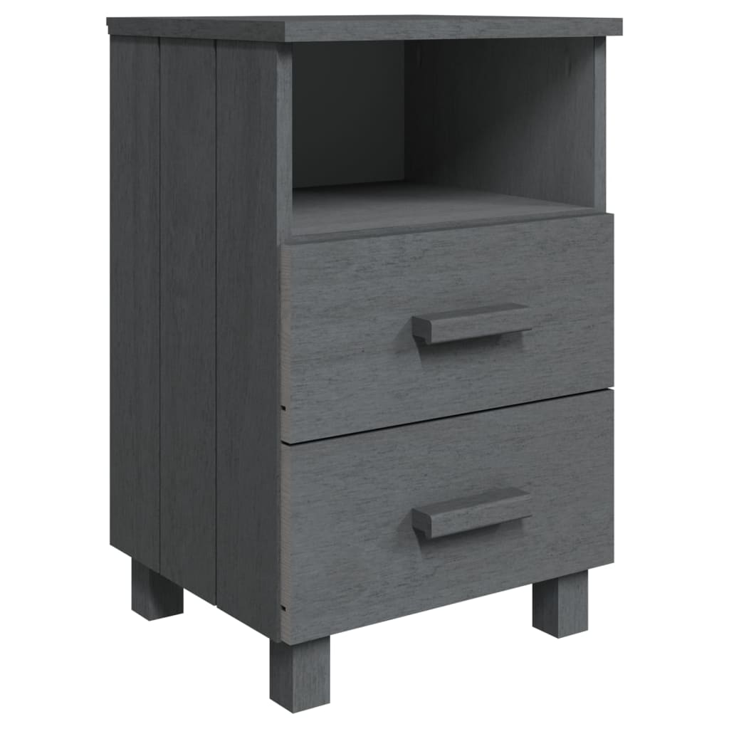 sengebord HAMAR 2 stk. 40x35x62 cm massivt fyrretræ mørkegrå