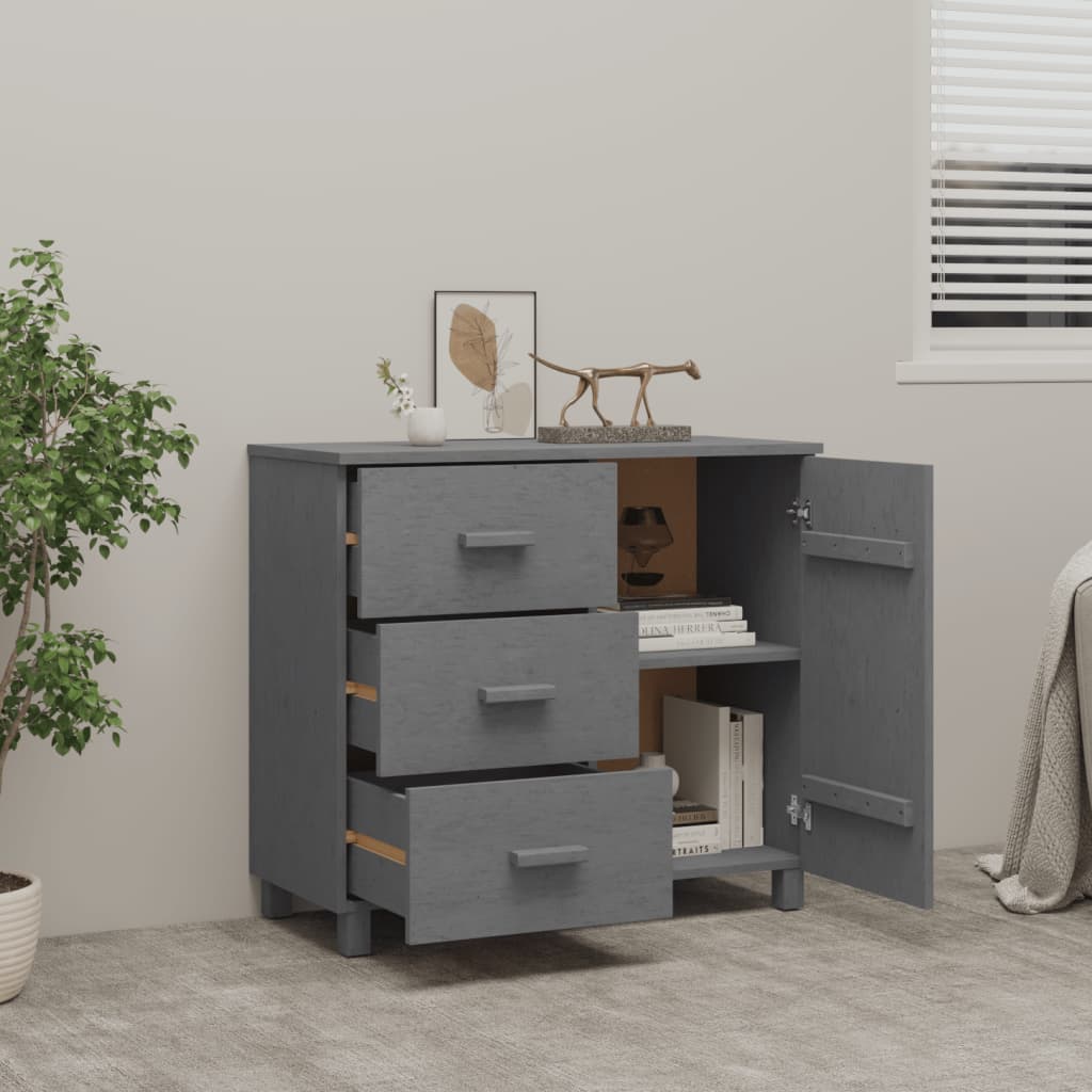 skænk HAMAR 90x40x80 cm massivt fyrretræ mørkegrå