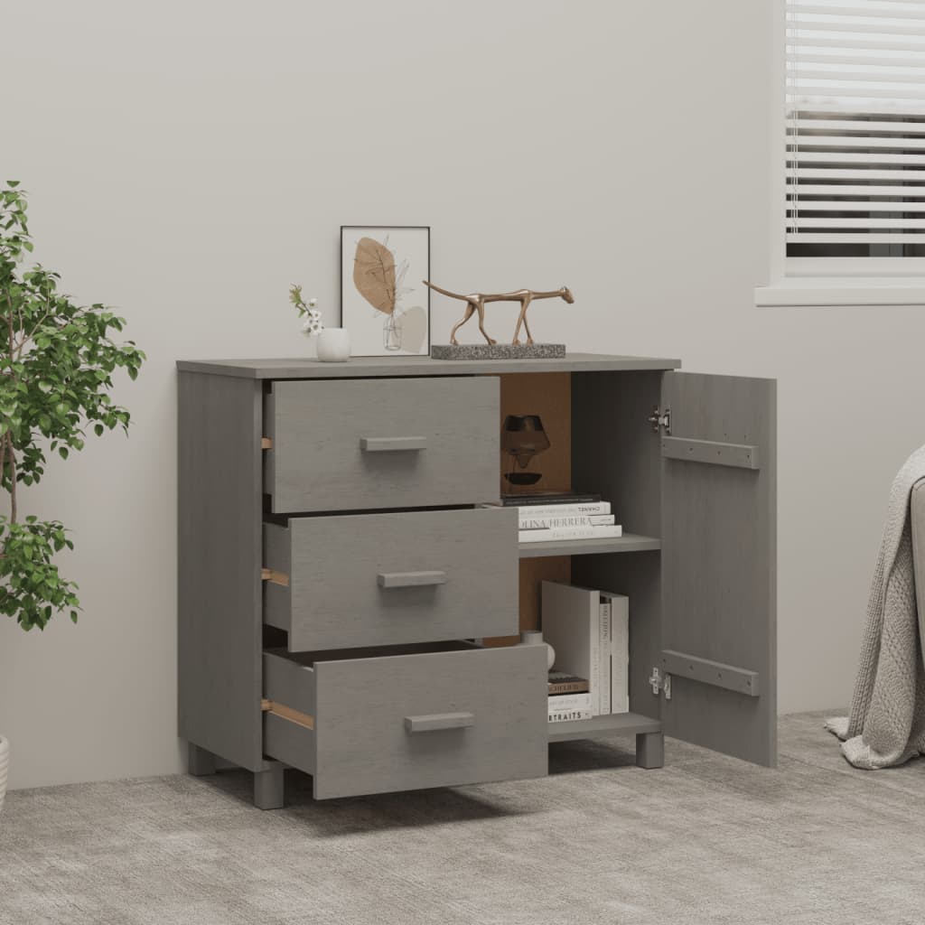 skænk HAMAR 90x40x80 cm massivt fyrretræ lysegrå