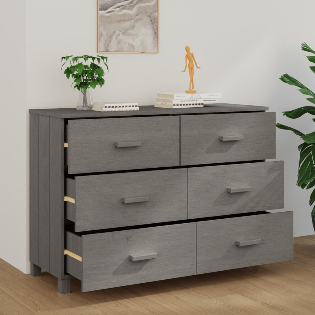skænk HAMAR 113x40x80 cm massivt fyrretræ lysegrå