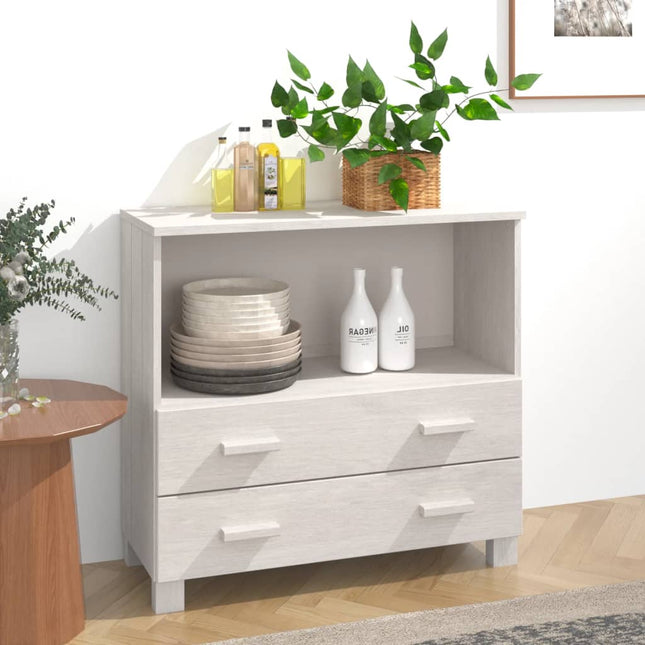 skænk HAMAR 85x35x80 cm massivt fyrretræ hvid
