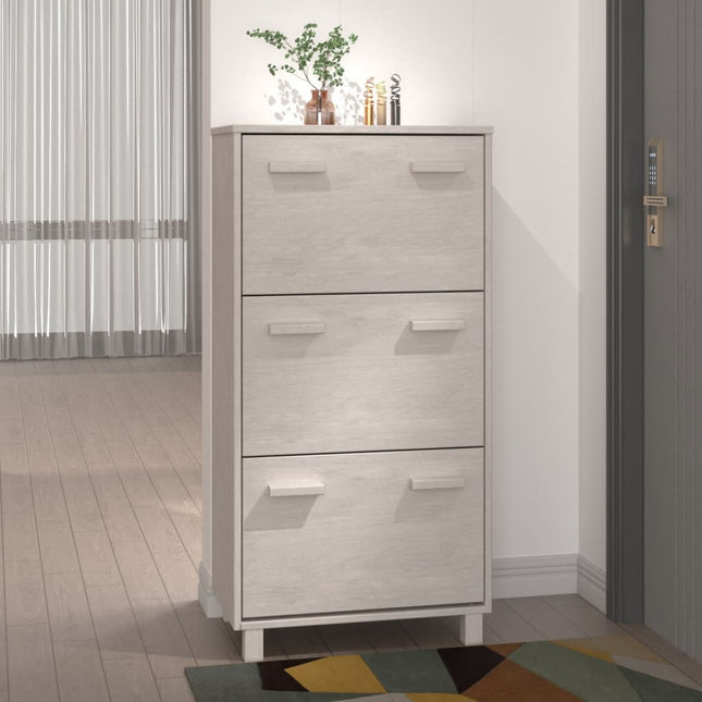 skoskab HAMAR 59,5x35x117 cm massivt fyrretræ hvid