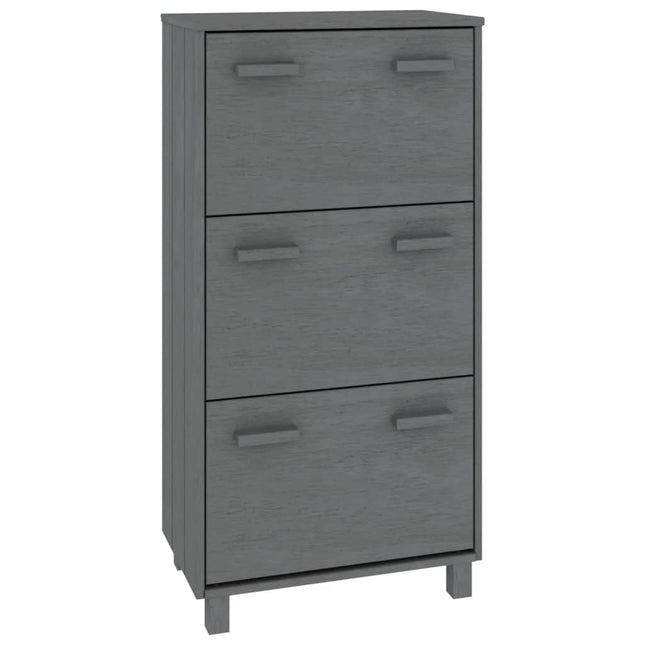 skoskab HAMAR 59,5x35x117 cm massivt fyrretræ mørkegrå