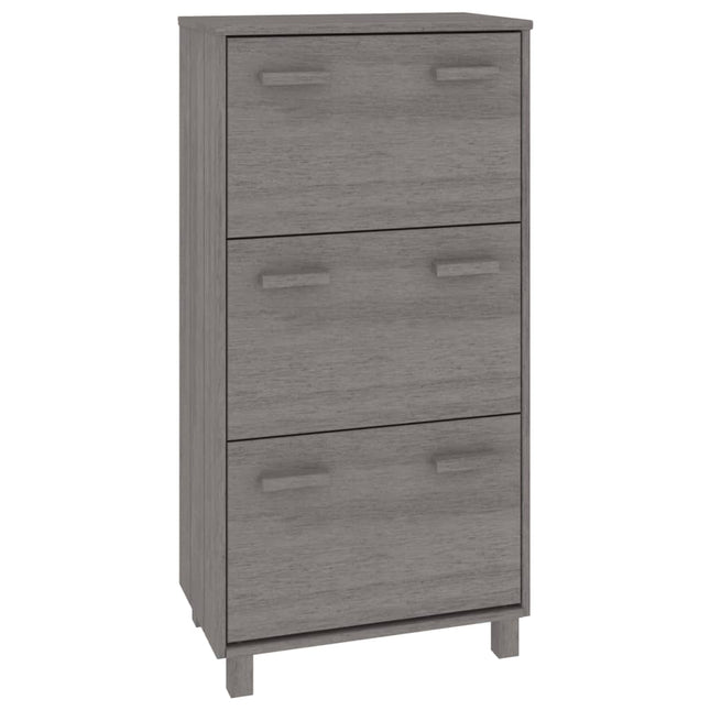 skoskab HAMAR 59,5x35x117 cm massivt fyrretræ lysegrå