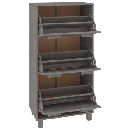 skoskab HAMAR 59,5x35x117 cm massivt fyrretræ lysegrå