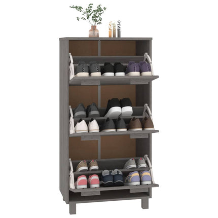 skoskab HAMAR 59,5x35x117 cm massivt fyrretræ lysegrå