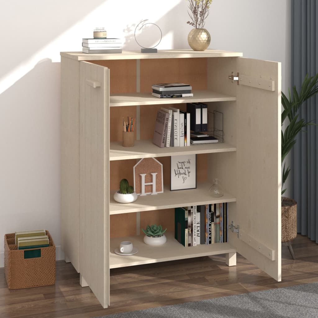 skoskab HAMAR 85x40x108 cm massivt fyrretræ honningbrun