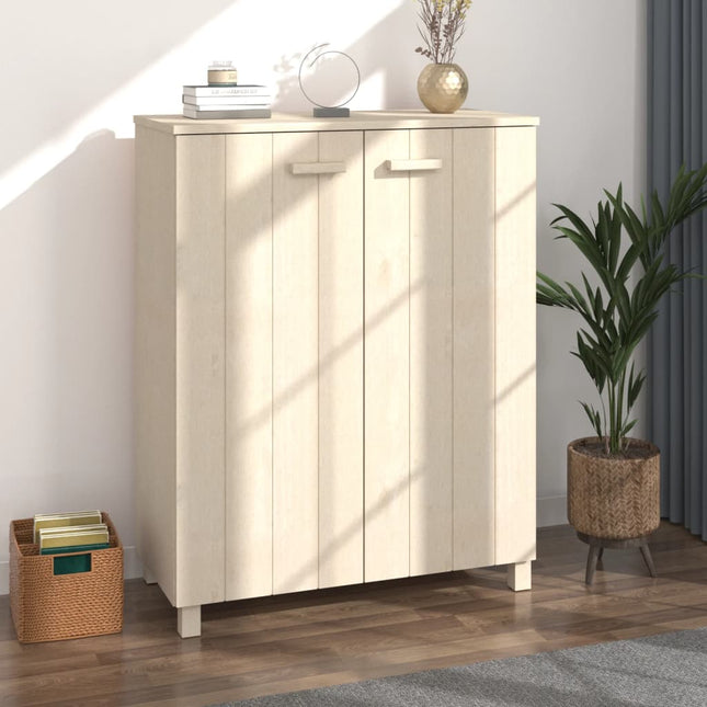 skoskab HAMAR 85x40x108 cm massivt fyrretræ honningbrun