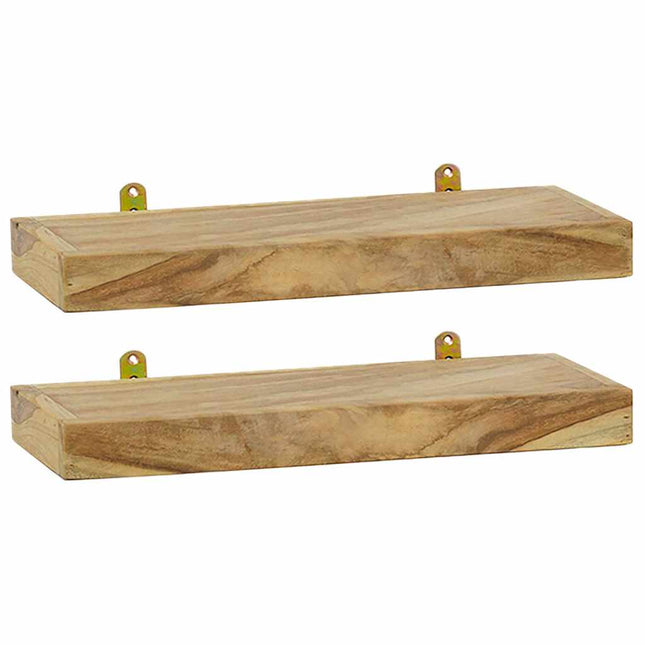 væghylder 2 stk. 40x15x4 cm massivt teaktræ