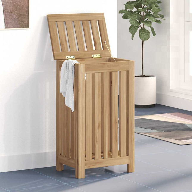 vasketøjskurv 35x25x60 cm massivt teaktræ