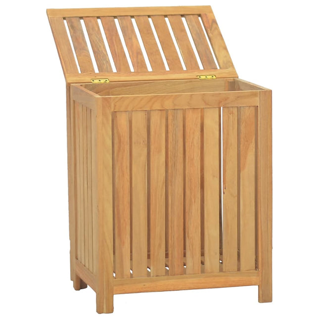 vasketøjskurv 50x35x60 cm massivt teaktræ