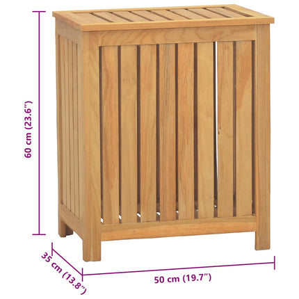 vasketøjskurv 50x35x60 cm massivt teaktræ