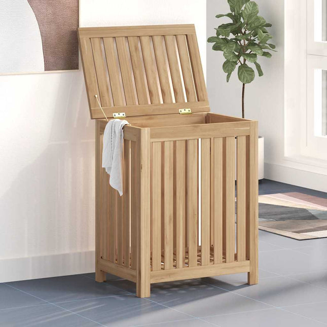 vasketøjskurv 50x35x60 cm massivt teaktræ