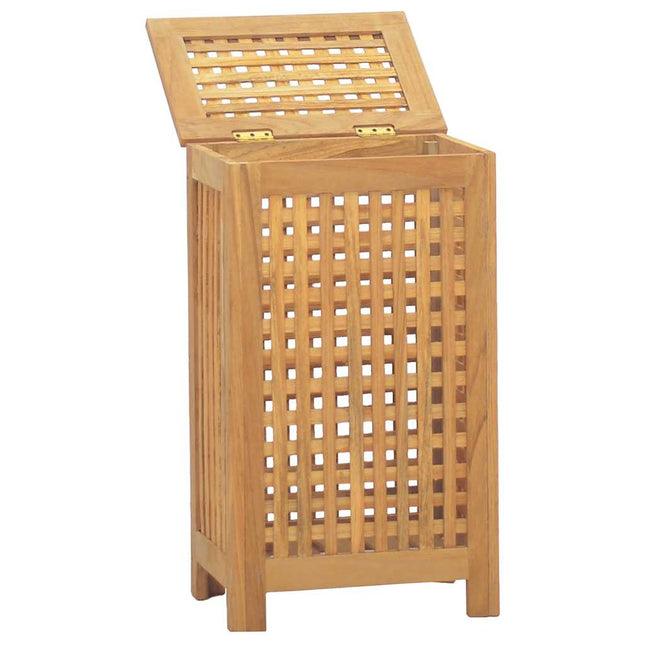vasketøjskurv 35x25x60 cm massivt teaktræ