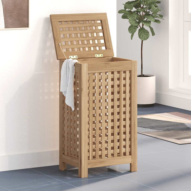 vasketøjskurv 35x25x60 cm massivt teaktræ
