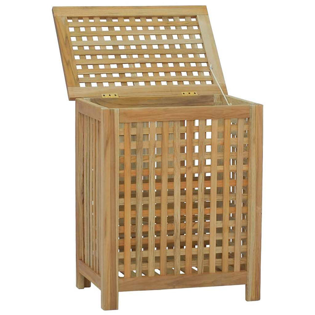 vasketøjskurv 50x35x60 cm massivt teaktræ