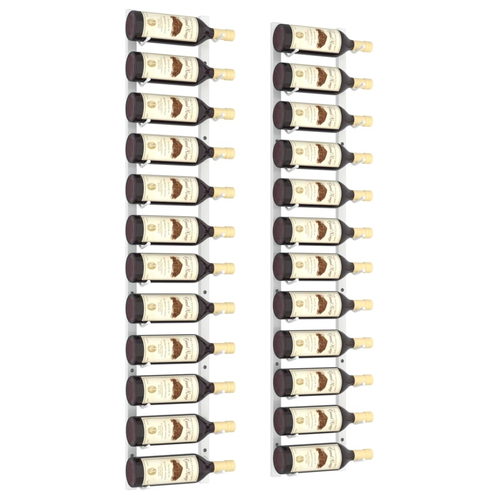 væghængte vinreoler 2 stk. til 12 flasker jern hvid