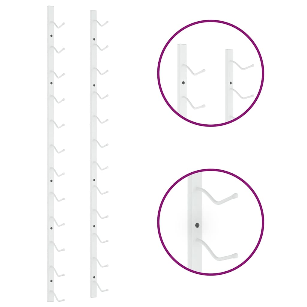 væghængte vinreoler 2 stk. til 12 flasker jern hvid