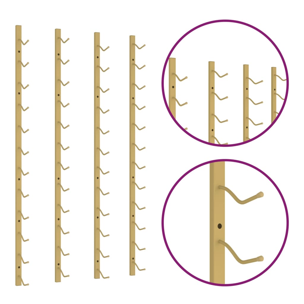 væghængte vinreoler 2 stk. til 12 flasker jern guldfarvet