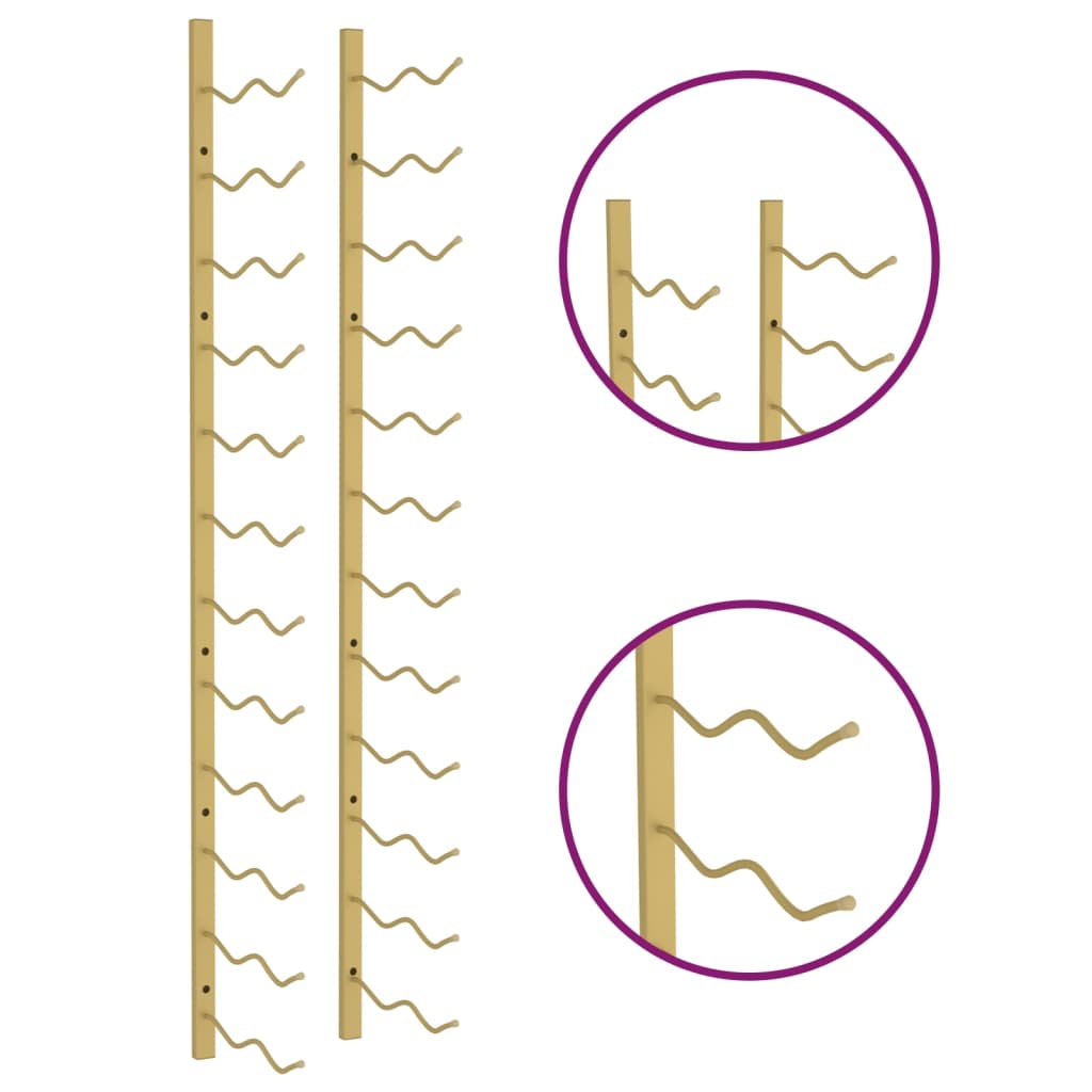 væghængt vinreol til 24 flasker jern guldfarvet